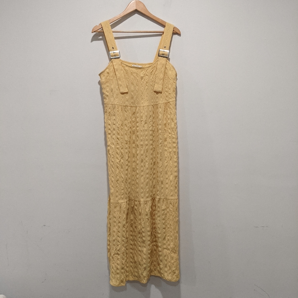 ASOS Design Yellow Textured Tiered Maxi Dress